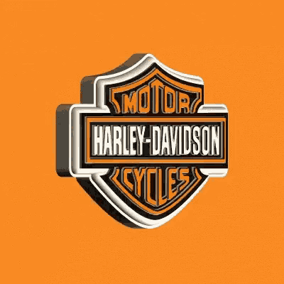 a harley davidson logo is on a orange background