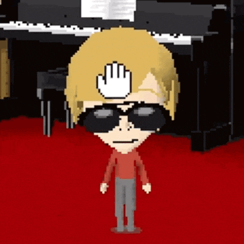 a cartoon character wearing sunglasses and a hand on his head stands in front of a piano