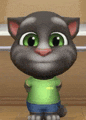 a talking tom cat wearing a green shirt and blue shorts is standing in an elevator .