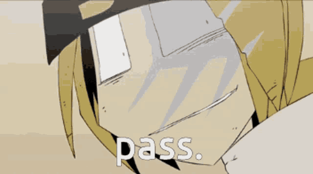 a cartoon drawing of a man with the word pass written on the bottom