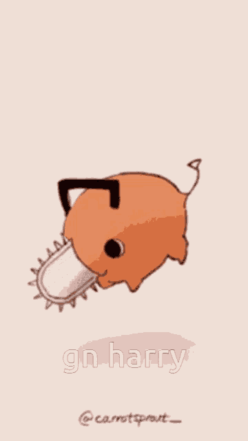 a cartoon of a pig with a chainsaw and the words gn harry