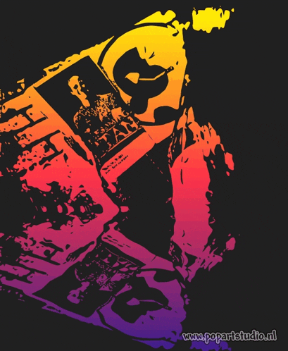a colorful graphic with the website www.popartstudio.nl on the bottom