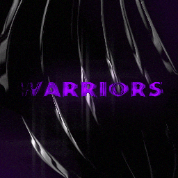 the word warriors is written in purple letters on a black background