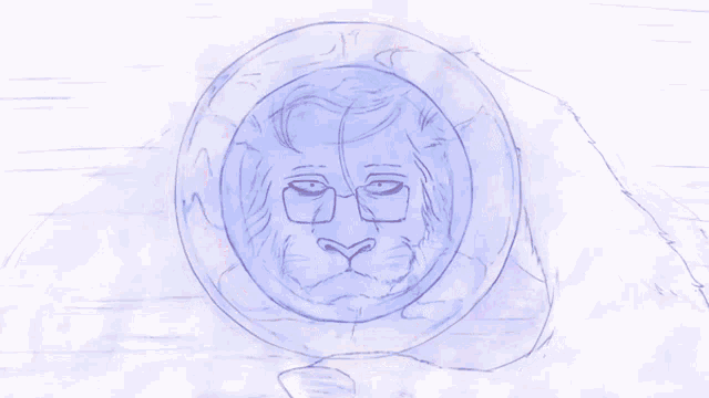 a drawing of a person laying down with a purple background