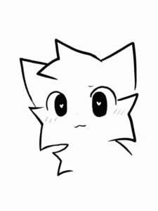 a black and white drawing of a cat 's face with hearts on its eyes .