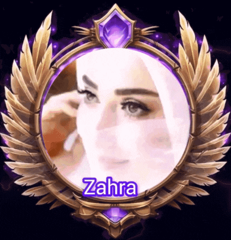 a picture of a woman in a hijab with the name zahra on it