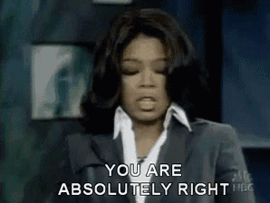 oprah winfrey is wearing a suit and a white shirt and says `` you are absolutely right '' .