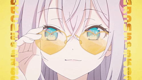 a girl with glasses and the letter u on the bottom