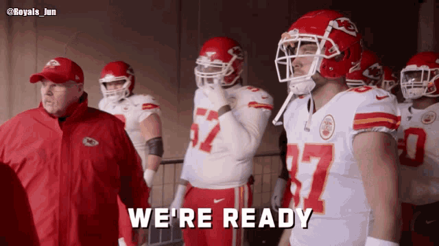 a football player says we 're ready in front of a group of players