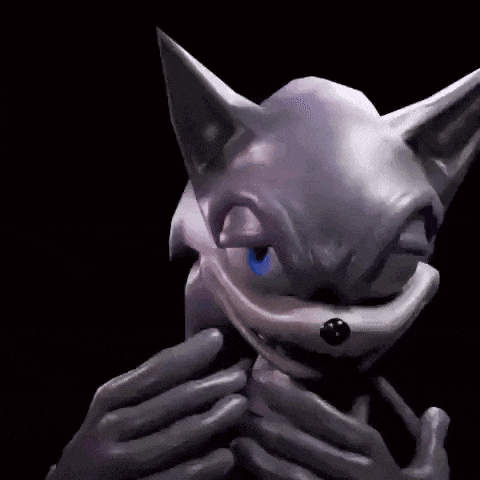 a cartoon character is covering his face with his hands .