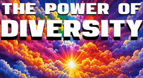 the power of diversity is written on a colorful background