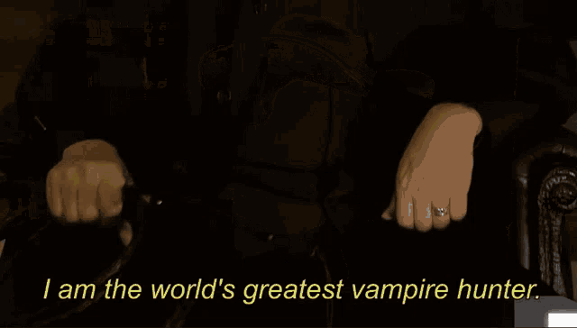 a man in a cowboy hat with the words legendary vampire assassin iga above him