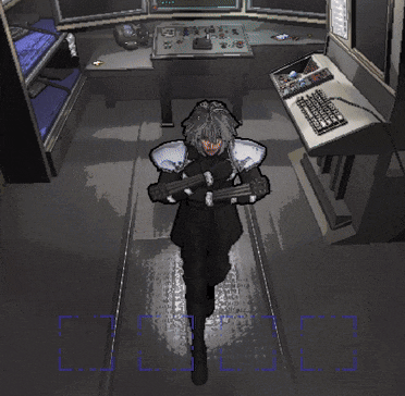 a drawing of a man standing in a room with a keyboard