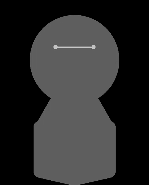 a gray circle with a white line going through it on a black background