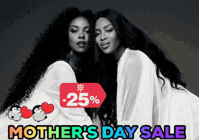 a mother 's day sale is advertised with two women