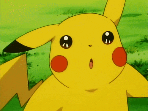 a close up of a pikachu 's face with a green background