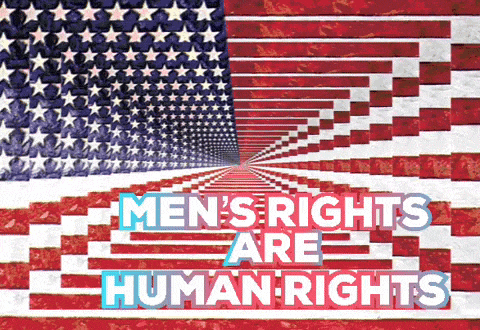 an american flag with the words men 's rights are human rights below it