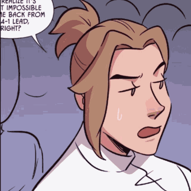 a cartoon of a woman with a ponytail and a speech bubble that says realize