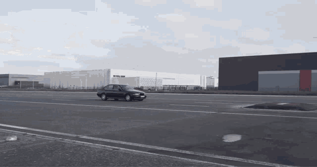 a car is flying through the air while driving down a road