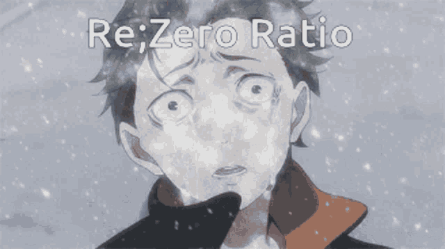 a poster for re zero starting life in another world shows a man standing in the snow