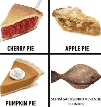 a cherry pie apple pie and pumpkin pie are shown