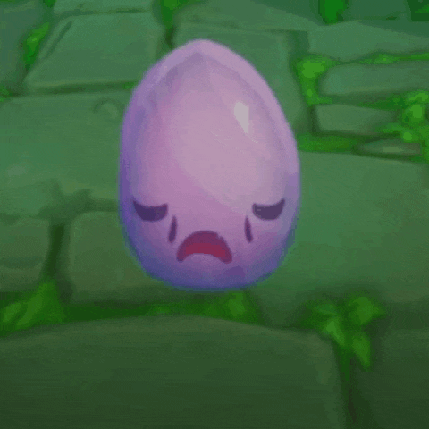 a purple egg with a sad face and the words moi quand written below it