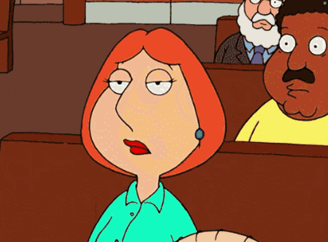 a cartoon of lois griffin is sitting in a church