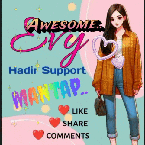 a poster that says awesome evy hadir support mantas like share comments