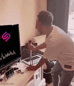 a man is standing in front of a computer screen with a s on it .