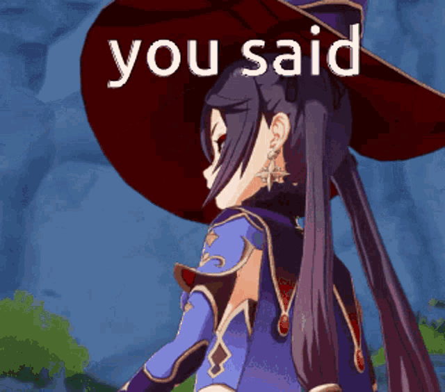 a cartoon girl wearing a witch hat with the words you said written on it