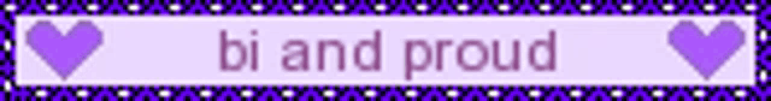 a purple sign that says bi and proud with purple hearts
