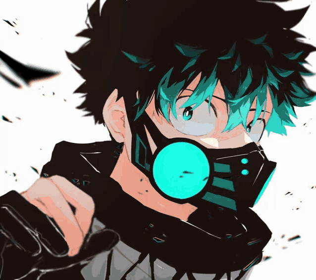 a drawing of a boy with green hair wearing headphones