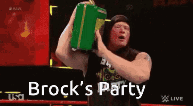 Brock Party Wwe GIF - Brock Party Wwe Ring GIFs