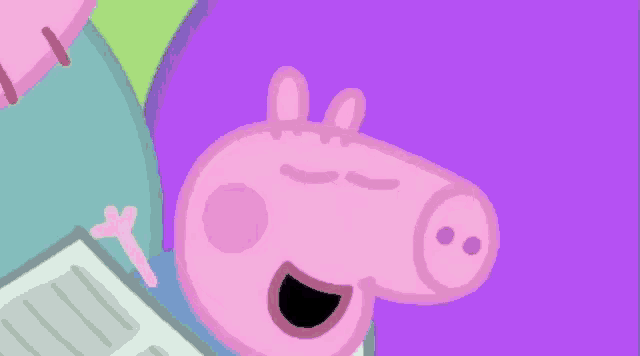 a peppa pig laying down with the words buon mercoledi above her