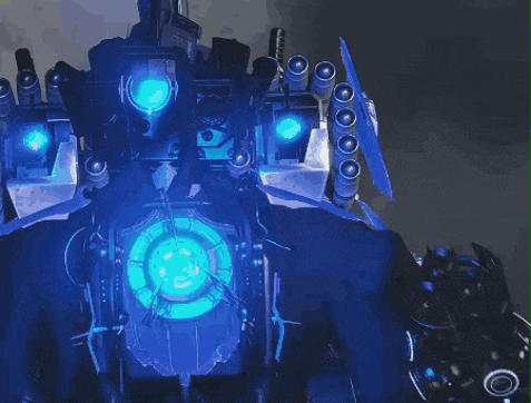 a robot with blue lights on it 's back