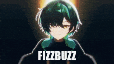 a picture of a boy with green hair and the words fizzbuzz