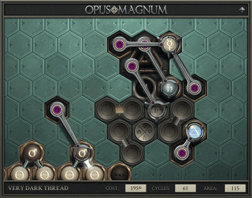 a computer screen shows a game called opusmagnum