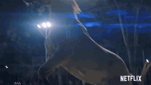 a horse is standing in the dark with a netflix logo in the corner .
