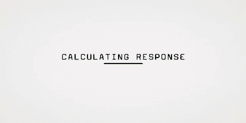 a white background with the words calculating response below it