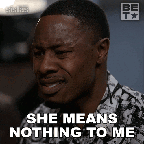 a man is crying with the words she means nothing to me