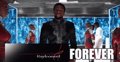 a poster for rayleonard shows a man standing in a room