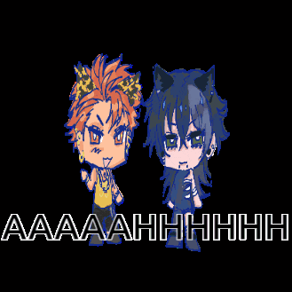 a couple of anime characters standing next to each other with the words " aaaahhhhh " in the bottom right corner