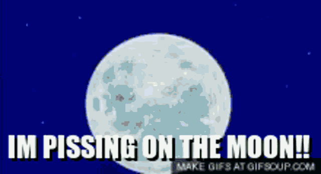 a gif of piccolo from dragon ball z says i 'm pissing on the moon