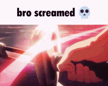 a picture of a person holding a sword with the words bro screamed