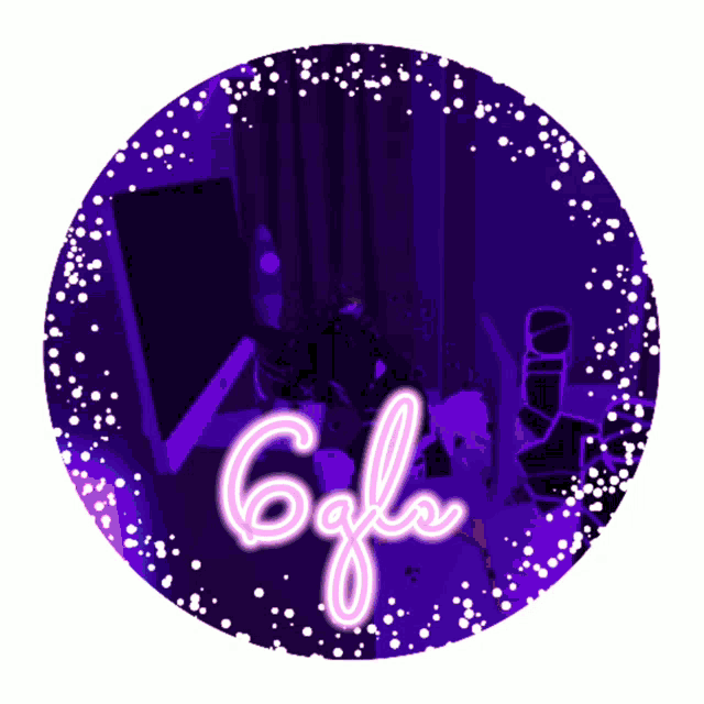 a purple circle with a neon sign that says 6flo