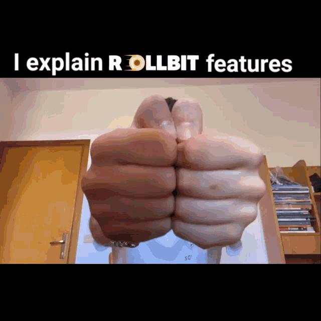a person giving a thumbs up with the words i explain rollbit features above them