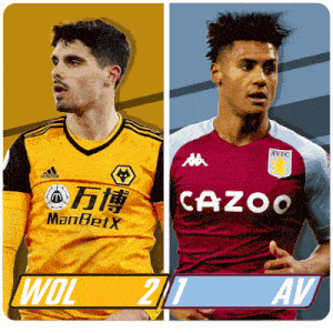 wolves and avfc are playing a soccer game and wolves are winning 2-1