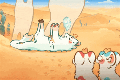 a cartoon drawing of a dog laying on its back