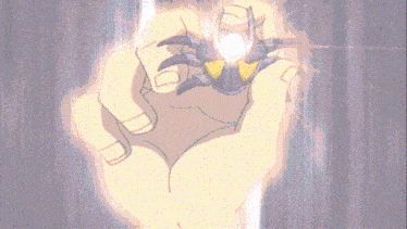 a cartoon drawing of a person holding a glowing object in their hand