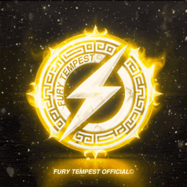 a logo for fury tempest official with a lightning bolt in a circle